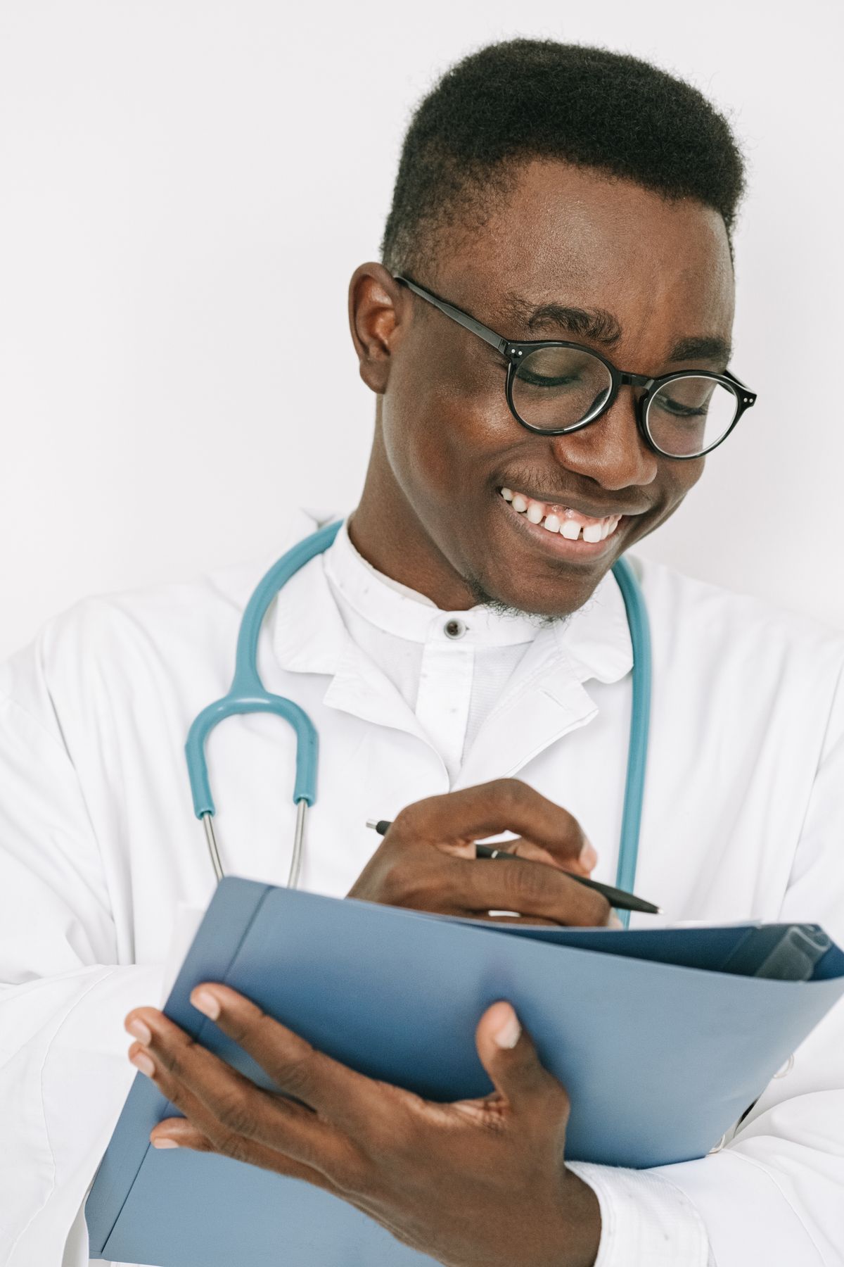 Physician reviewing clinical charts